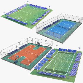 3D model Four Sport Courts Collection